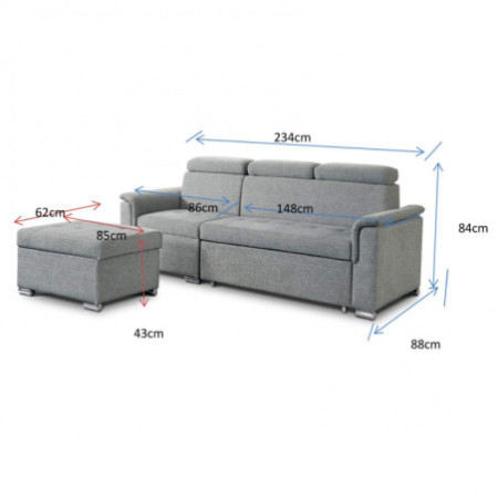 Divano con Penisola Letto BLU struttura in metallo e legno