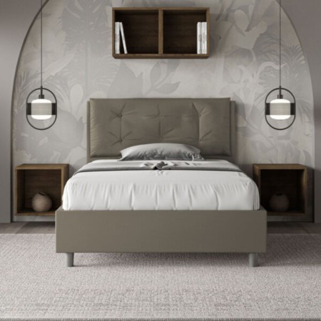 Letto una piazza e mezza similpelle Annalisa con cuscino largo 120×190