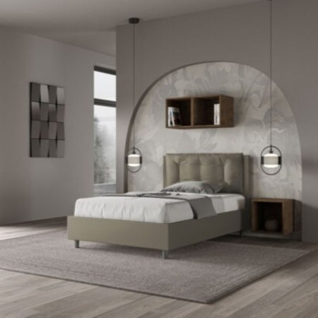 Letto una piazza e mezza similpelle Annalisa con cuscino largo 120×190