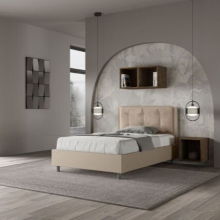 Letto una piazza e mezza similpelle Annalisa con cuscino largo 120×190