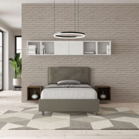 Letto una piazza e mezza similpelle Appia con cuscino largo 120×190