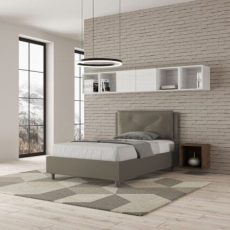 Letto una piazza e mezza similpelle Appia con cuscino largo 120×190