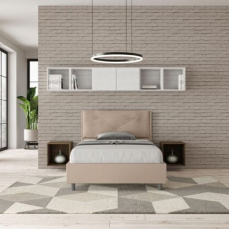 Letto una piazza e mezza similpelle Appia con cuscino largo 120×190