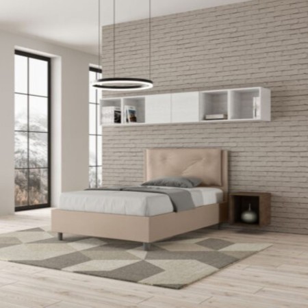 Letto una piazza e mezza similpelle Appia con cuscino largo 120×190