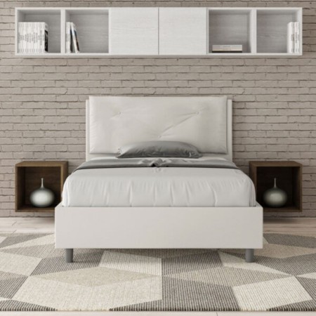 Letto una piazza e mezza similpelle Appia con cuscino largo 120×190