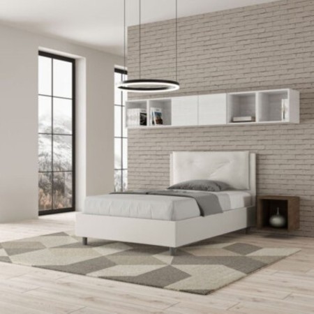 Letto una piazza e mezza similpelle Appia con cuscino largo 120×190