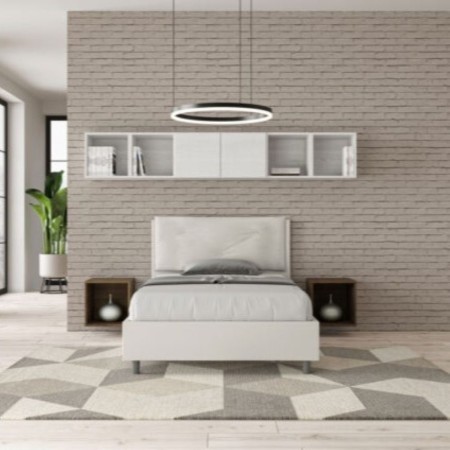 Letto una piazza e mezza similpelle Appia con cuscino largo 120×190