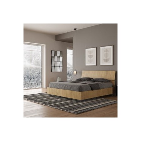 Letto matrimoniale contenitore testata inclinata bianco frassino Demas