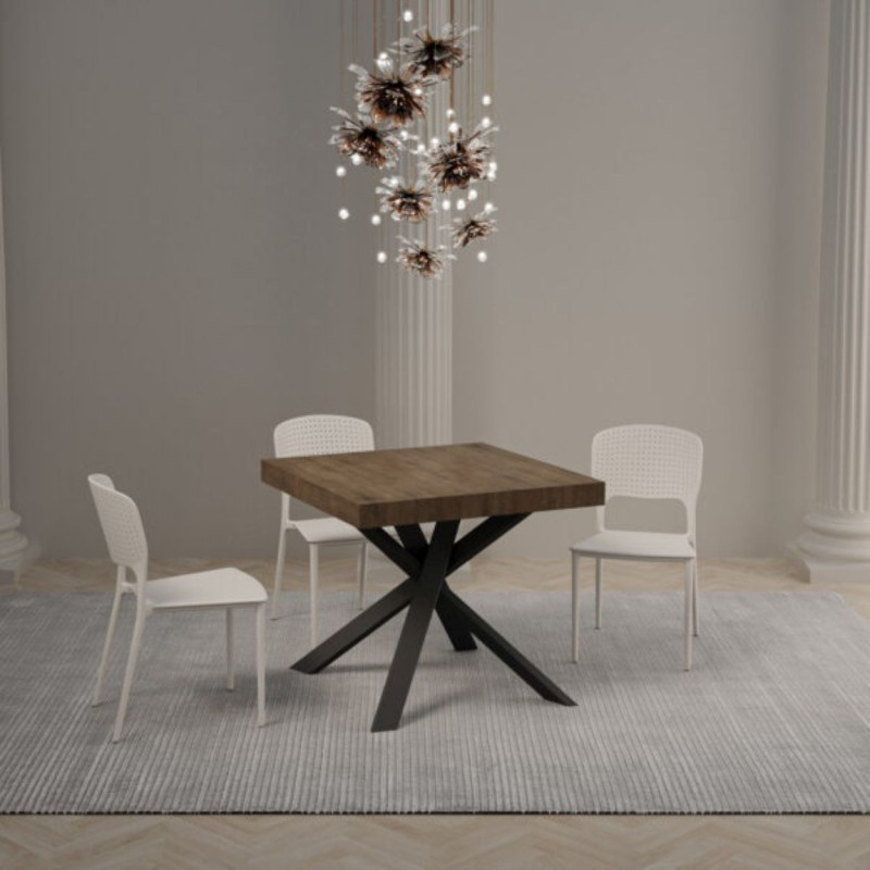 Tavolo allungabile Clerk Premium noce gambe antracite 90/194x90 cm