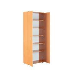 armadio a due ante, realizzato in truciolare laminato color pesco