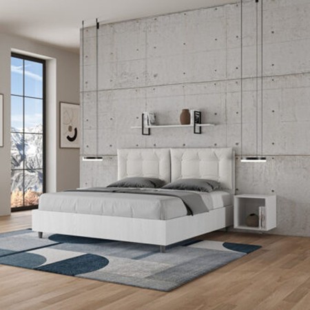 Letto Matrimoniale in legno con cuscini similpelle Egos Annalisa 160x1