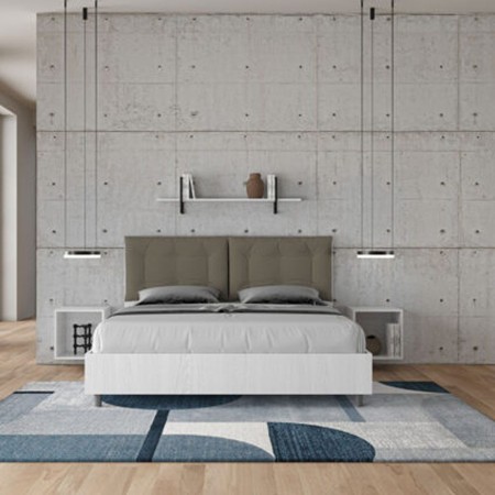 Letto Matrimoniale in legno con cuscini similpelle Egos Annalisa 160x1