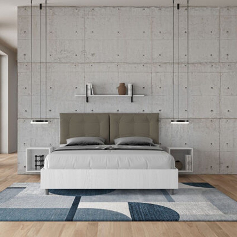 Letto Matrimoniale in legno con cuscini similpelle Egos Annalisa 160x1