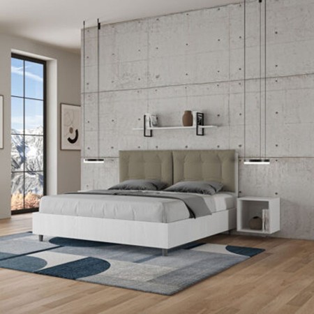 Letto Matrimoniale in legno con cuscini similpelle Egos Annalisa 160x1