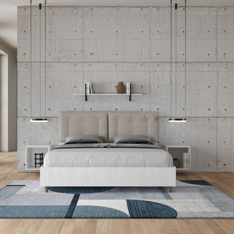 Letto Matrimoniale in legno con cuscini similpelle Egos Annalisa 160x1