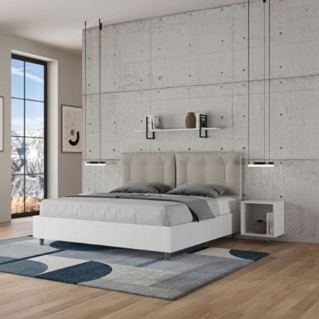 Letto Matrimoniale in legno con cuscini similpelle Egos Annalisa 160x1