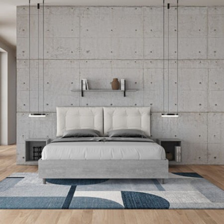 Letto Matrimoniale in legno con cuscini similpelle Egos Annalisa 160x1