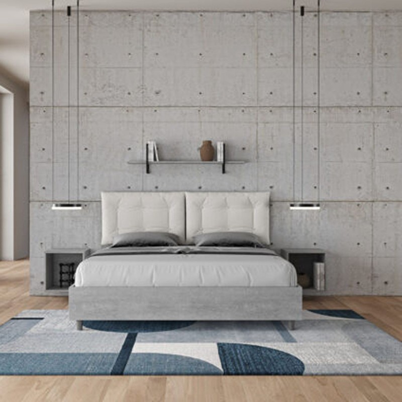 Letto Matrimoniale in legno con cuscini similpelle Egos Annalisa 160x1