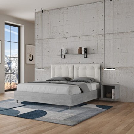 Letto Matrimoniale in legno con cuscini similpelle Egos Annalisa 160x1