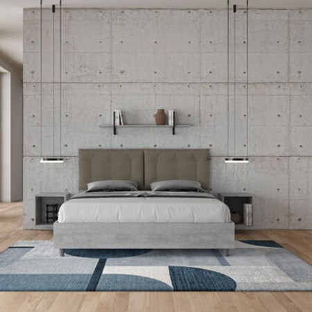 Letto Matrimoniale in legno con cuscini similpelle Egos Annalisa 160x1