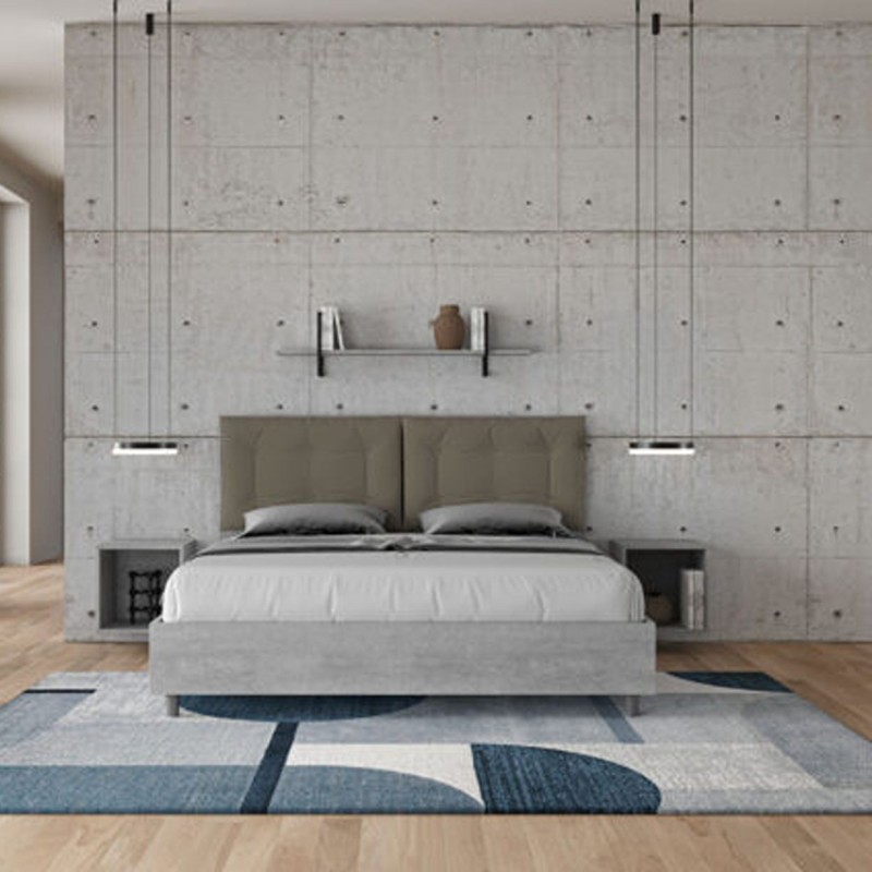 Letto Matrimoniale in legno con cuscini similpelle Egos Annalisa 160x1