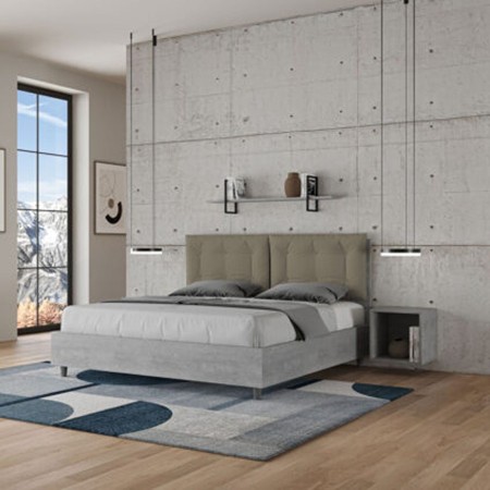 Letto Matrimoniale in legno con cuscini similpelle Egos Annalisa 160x1