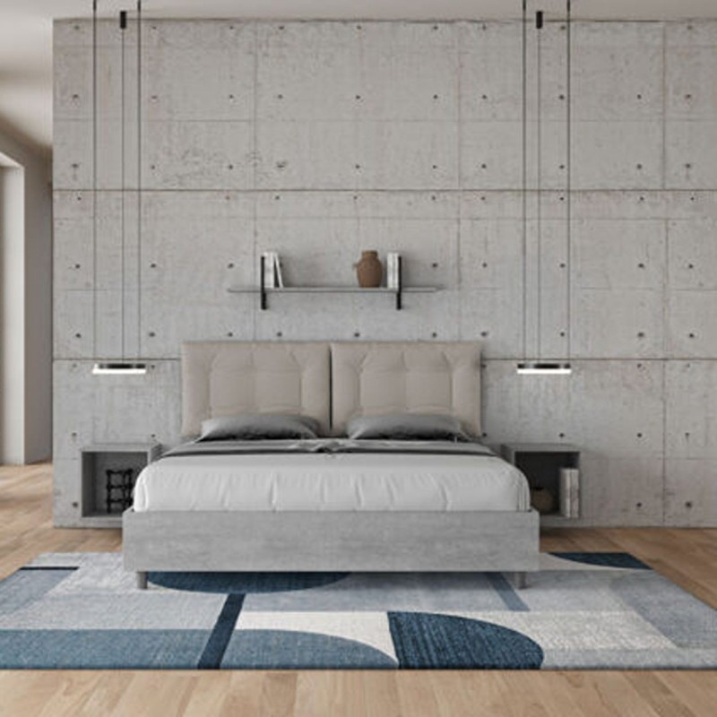 Letto Matrimoniale in legno con cuscini similpelle Egos Annalisa 160x1