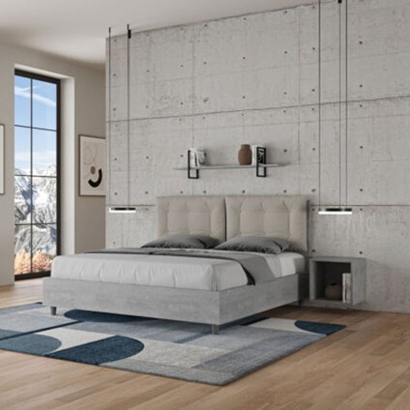 Letto Matrimoniale in legno con cuscini similpelle Egos Annalisa 160x1