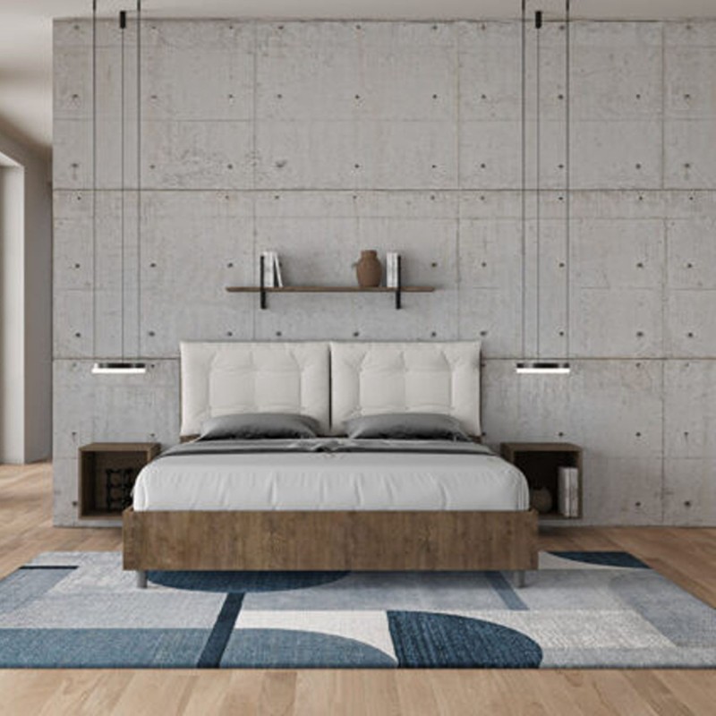 Letto Matrimoniale in legno con cuscini similpelle Egos Annalisa 160x1