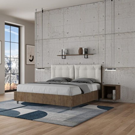 Letto Matrimoniale in legno con cuscini similpelle Egos Annalisa 160x1