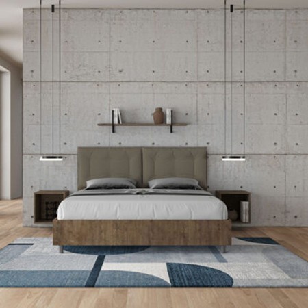 Letto Matrimoniale in legno con cuscini similpelle Egos Annalisa 160x1