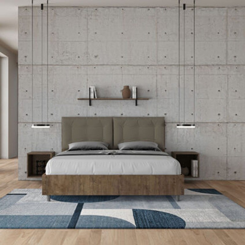 Letto Matrimoniale in legno con cuscini similpelle Egos Annalisa 160x1