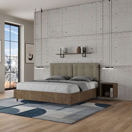 Letto Matrimoniale in legno con cuscini similpelle Egos Annalisa 160x1
