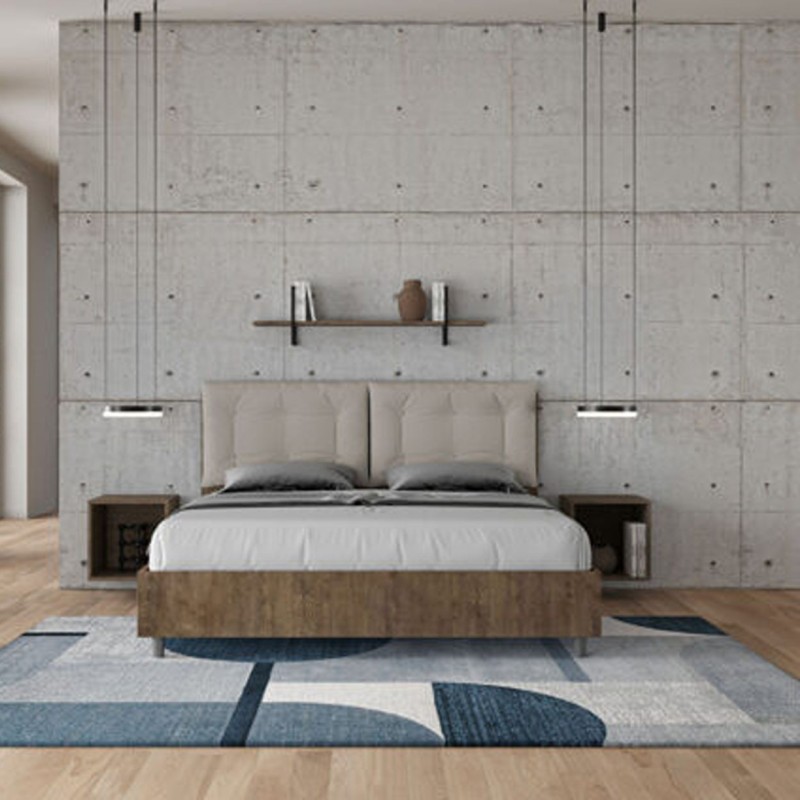 Letto Matrimoniale in legno con cuscini similpelle Egos Annalisa 160x1