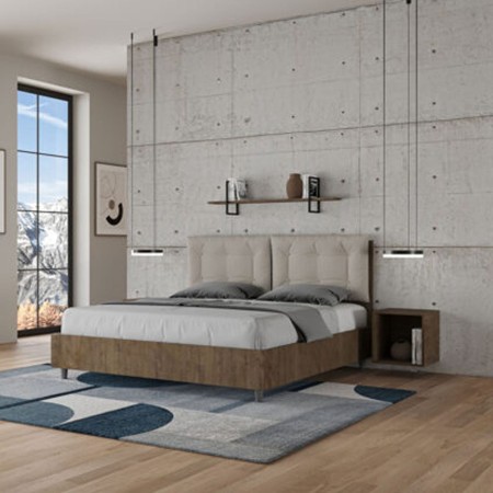Letto Matrimoniale in legno con cuscini similpelle Egos Annalisa 160x1