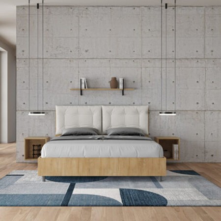 Letto Matrimoniale in legno con cuscini similpelle Egos Annalisa 160x1