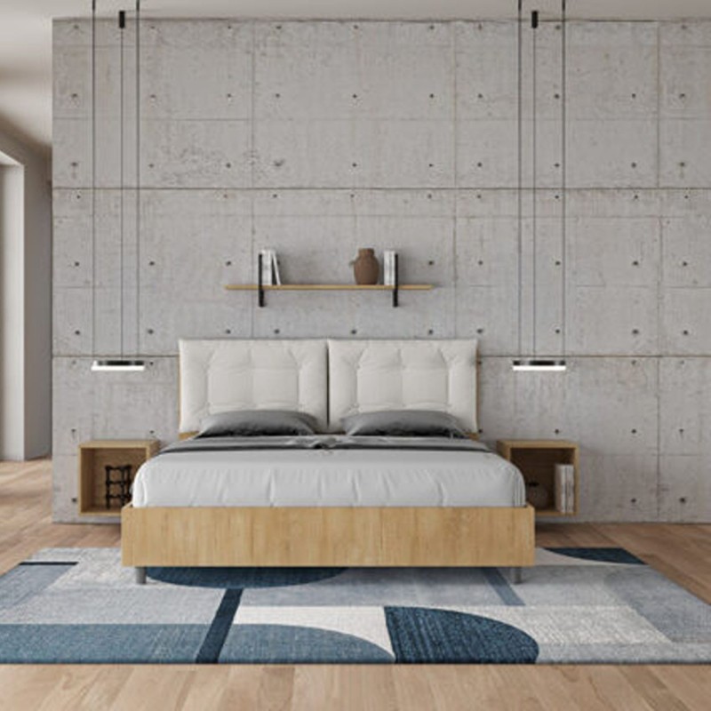 Letto Matrimoniale in legno con cuscini similpelle Egos Annalisa 160x1