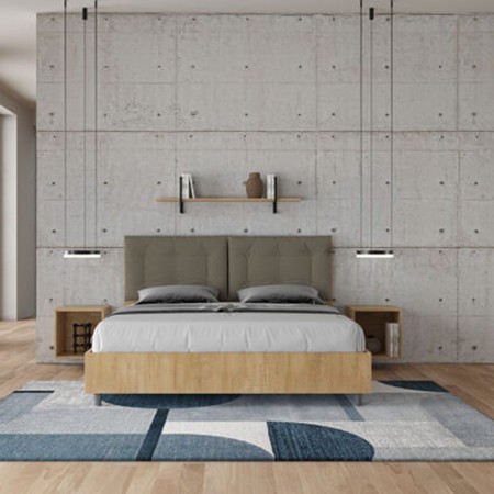 Letto Matrimoniale in legno con cuscini similpelle Egos Annalisa 160x1