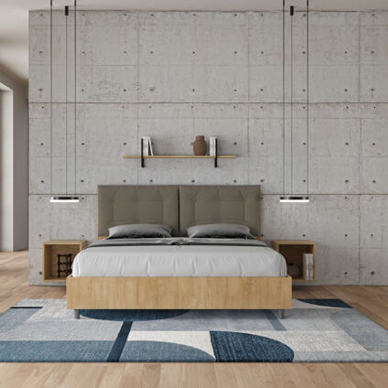 Letto Matrimoniale in legno con cuscini similpelle Egos Annalisa 160x1