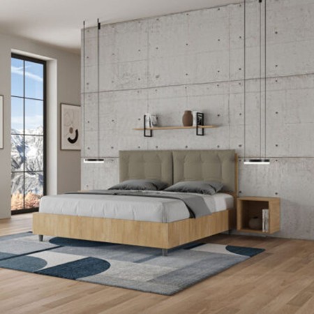 Letto Matrimoniale in legno con cuscini similpelle Egos Annalisa 160x1