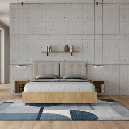 Letto Matrimoniale in legno con cuscini similpelle Egos Annalisa 160x1