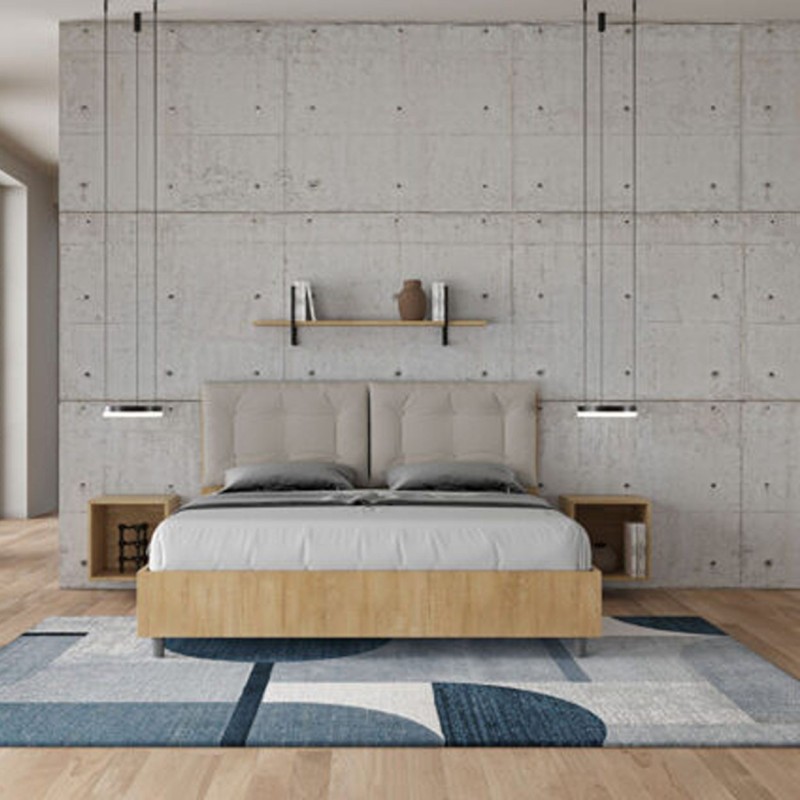 Letto Matrimoniale in legno con cuscini similpelle Egos Annalisa 160x1
