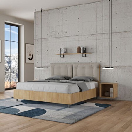 Letto Matrimoniale in legno con cuscini similpelle Egos Annalisa 160x1