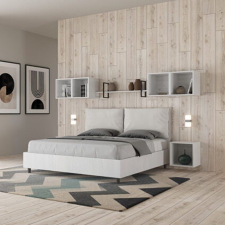 Letto Matrimoniale in legno con cuscini similpelle Egos Antea 160x190