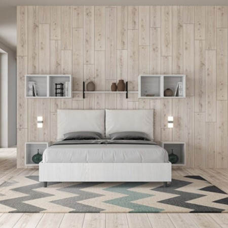 Letto Matrimoniale in legno con cuscini similpelle Egos Antea 160x190