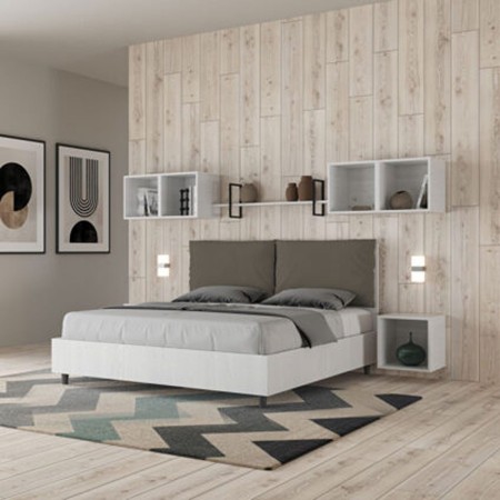 Letto Matrimoniale in legno con cuscini similpelle Egos Antea 160x190
