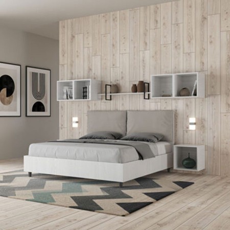 Letto Matrimoniale in legno con cuscini similpelle Egos Antea 160x190