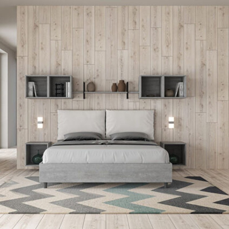Letto Matrimoniale in legno con cuscini similpelle Egos Antea 160x190