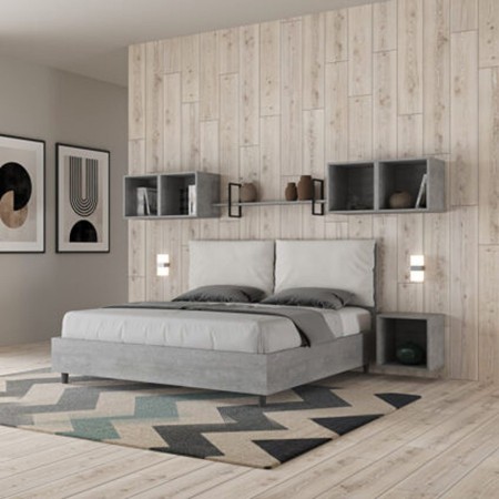 Letto Matrimoniale in legno con cuscini similpelle Egos Antea 160x190