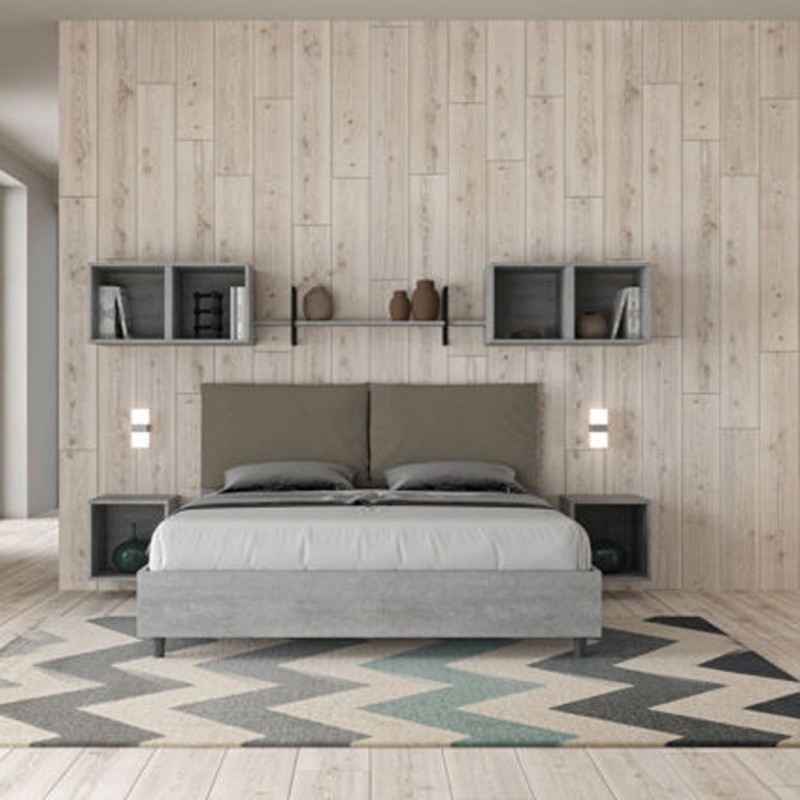 Letto Matrimoniale in legno con cuscini similpelle Egos Antea 160x190